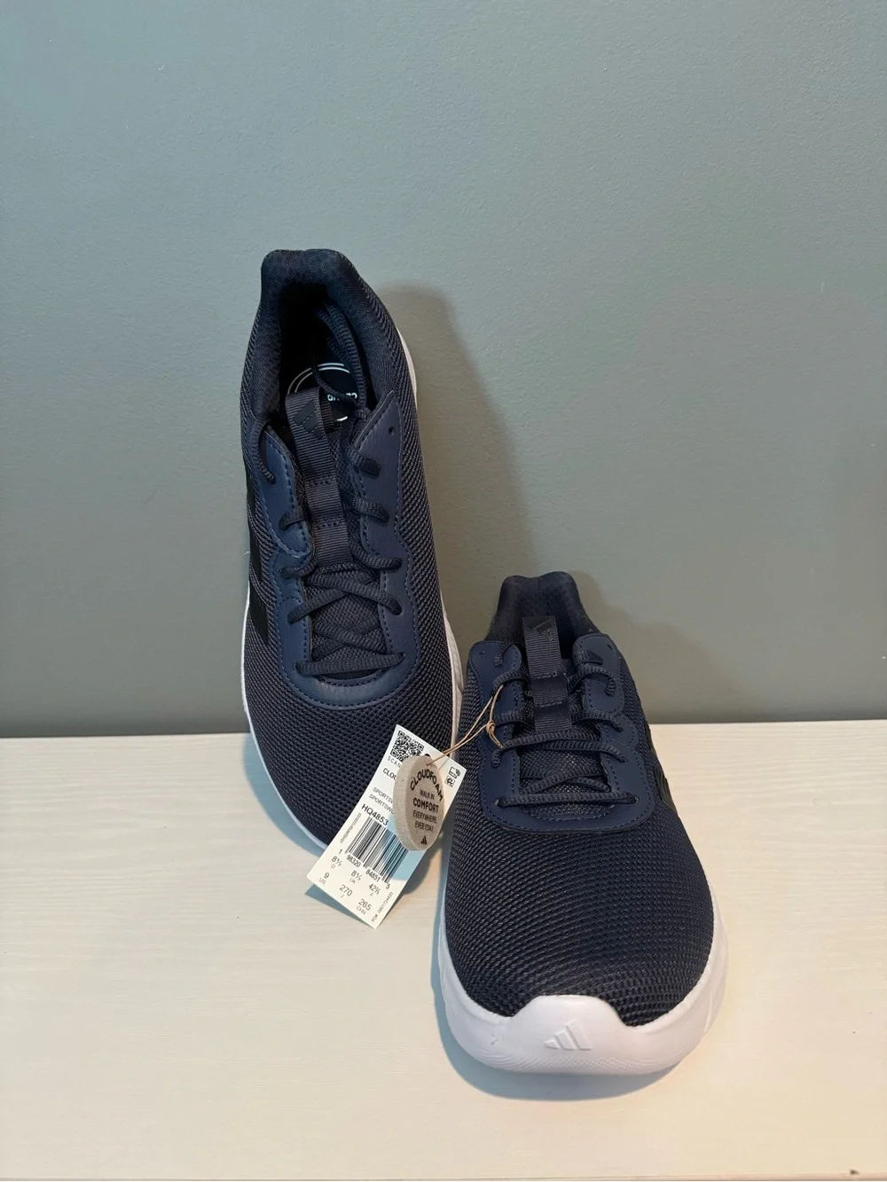 adidas cloudfoam flex Navy Blue Mesh Men's Casual Sneakers-MINOR GLUE STAIN